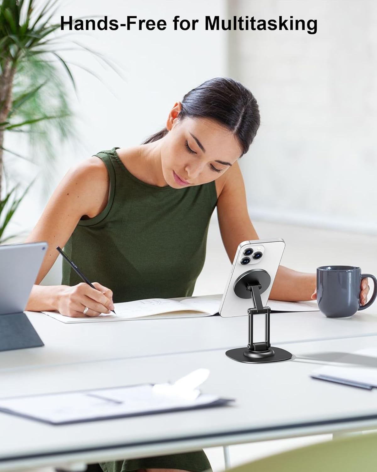 AuraStand magnetic aluminum desk phone stand for iPhone