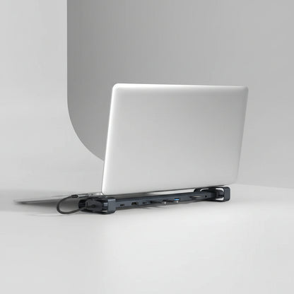 AuraDock USB-C laptop stand hub for a clean desk setup