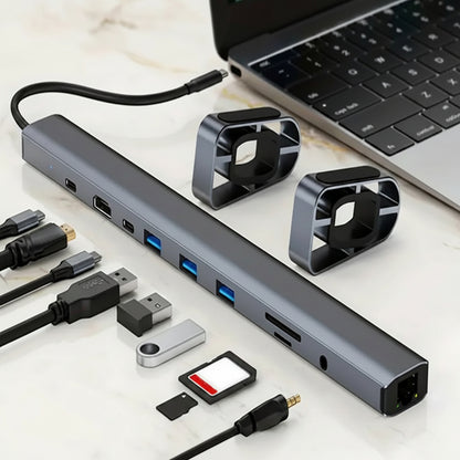 AuraDock USB-C laptop stand hub for a clean desk setup
