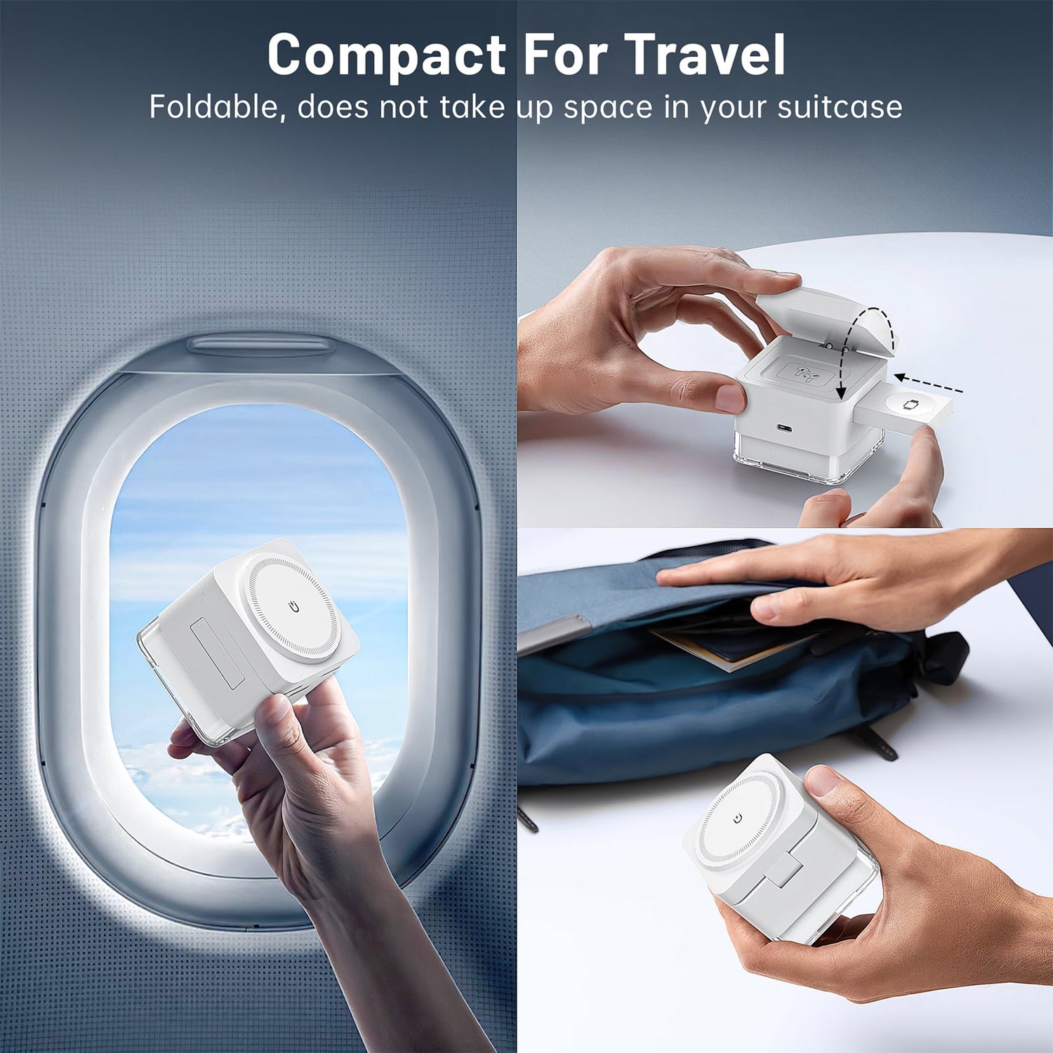 AuraFold Go foldable 3-in-1 travel charger for Apple devices