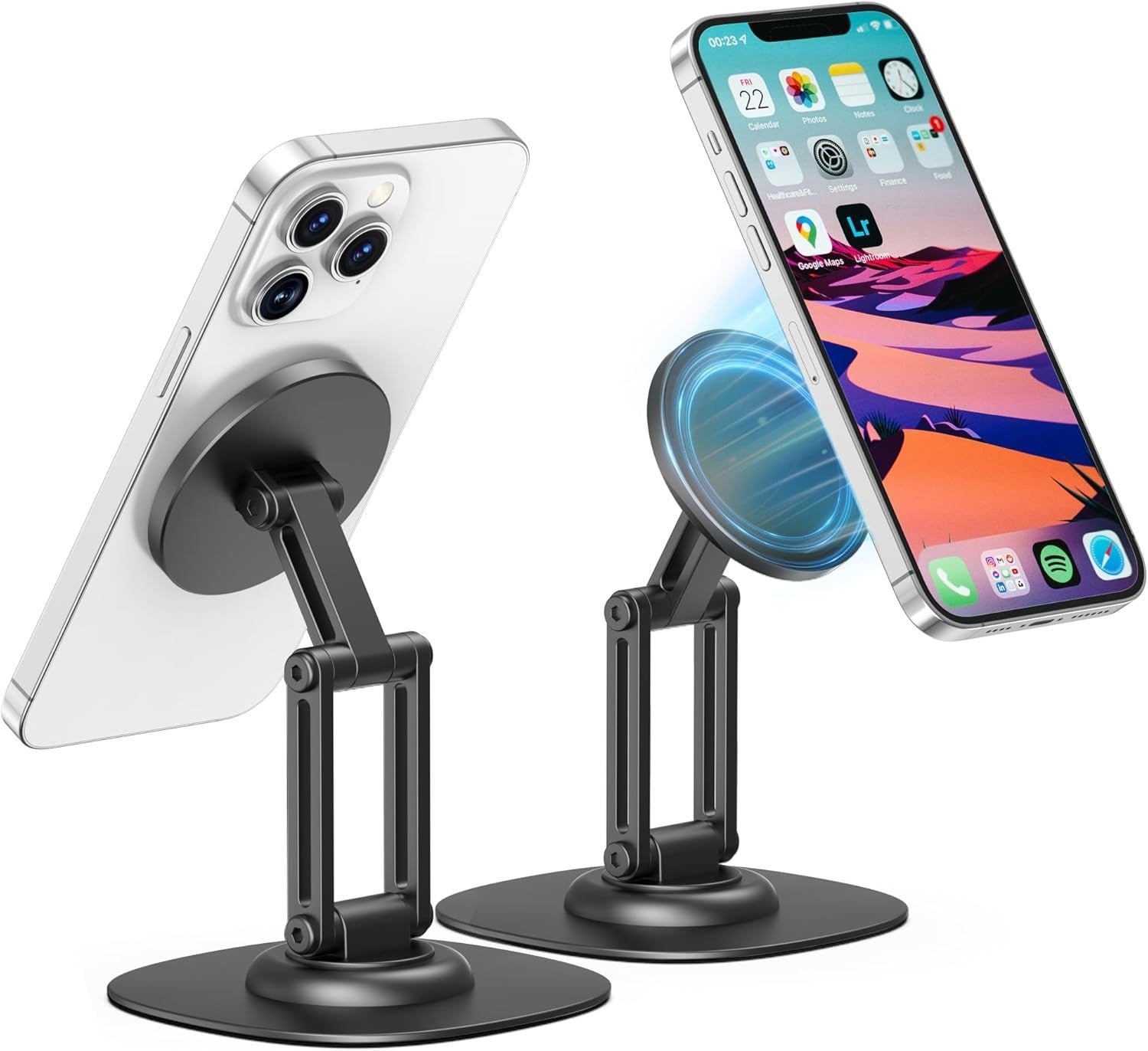 AuraStand magnetic aluminum desk phone stand for iPhone